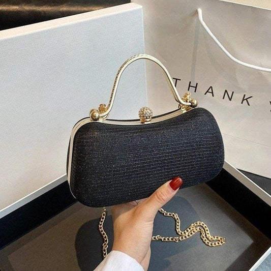 Shimmering Gold-Lock Evening Chain Bag