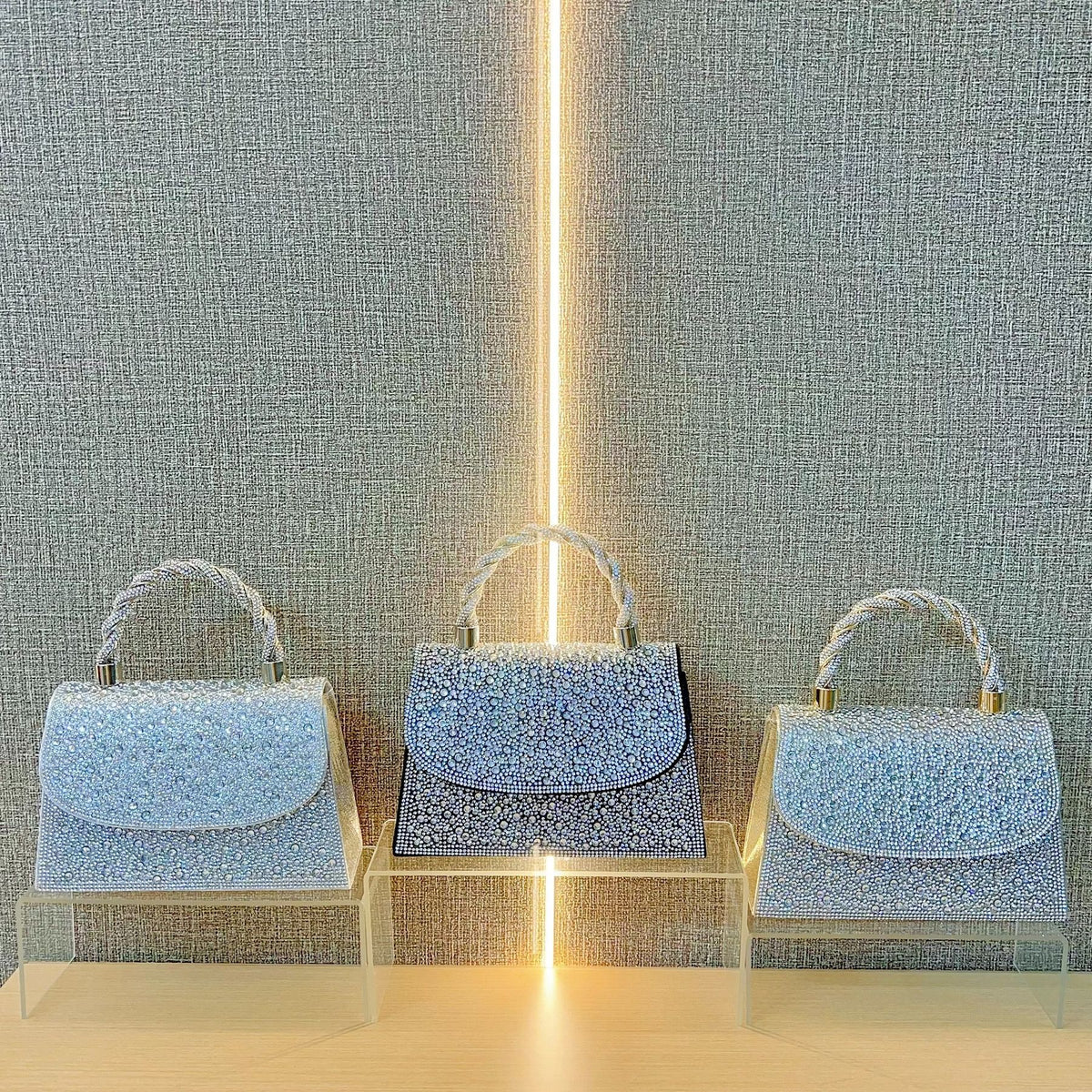 Rhinestone Flap Top-Handle Evening Bag
