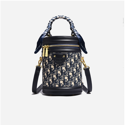 Retro Patterned Top-Handle Bucket Bag