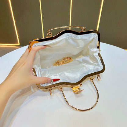 Ruched Crystal-Accent Evening Handbag