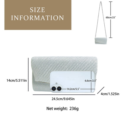 Shimmering Pleated Envelope Clutch