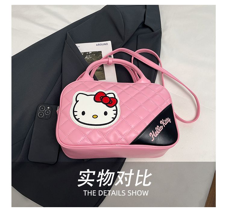 Kitty-Print Diamond-Quilted Crossbody Bag