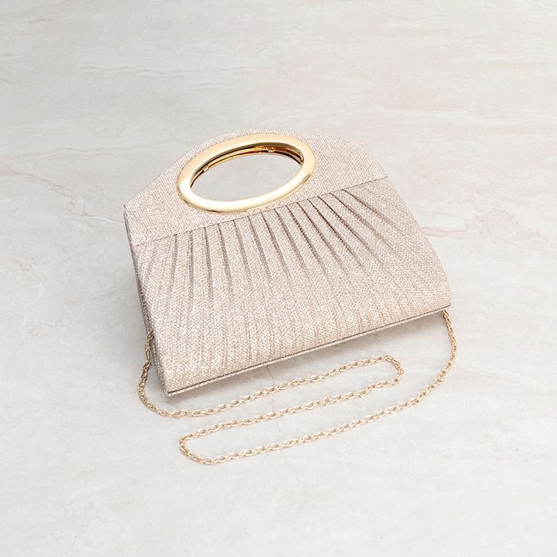 Pleated Oval-Handle Evening Clutch