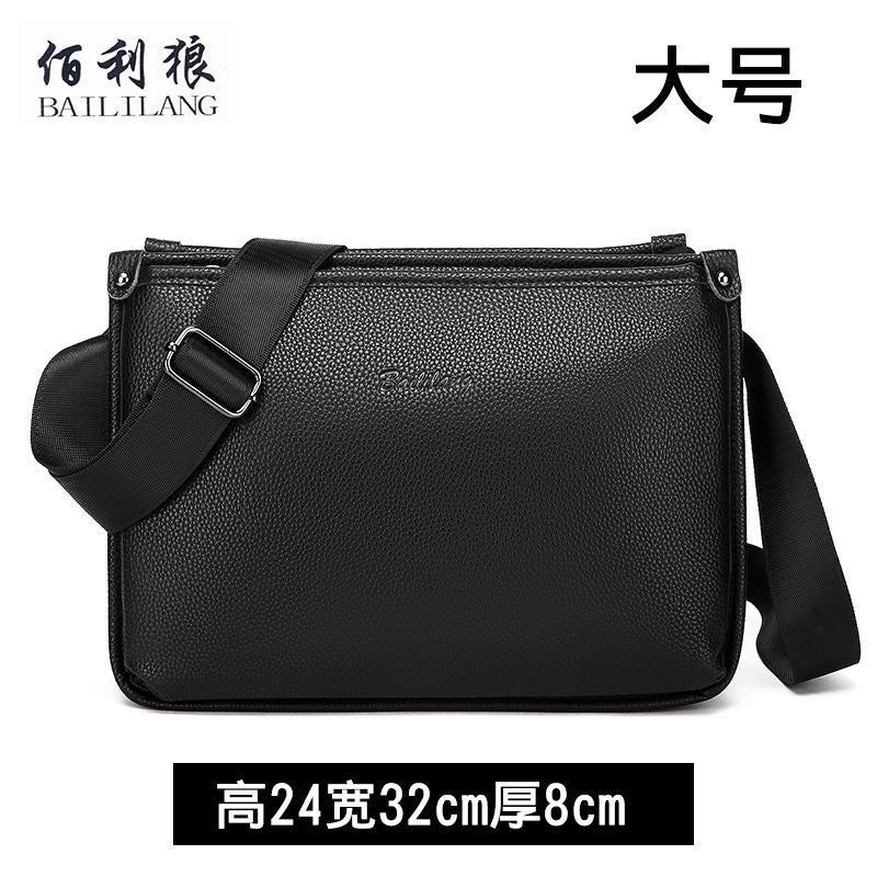Men's Large-Capacity Pebble-Texture Shoulder Bag