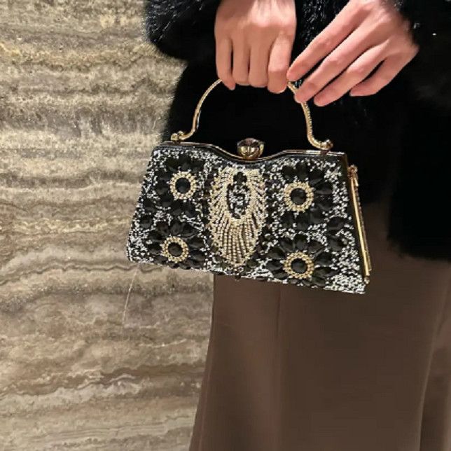Floral Beaded Frame Evening Bag
