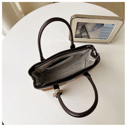 Retro Colorblock Underarm Bag With Beaded Charm