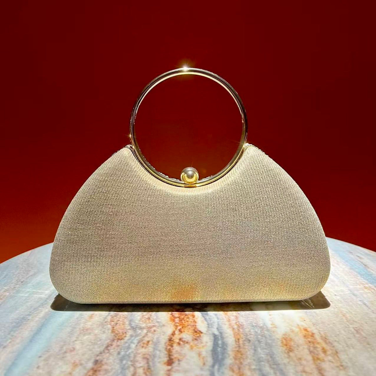 Spiral Beaded Ring-Handle Clutch