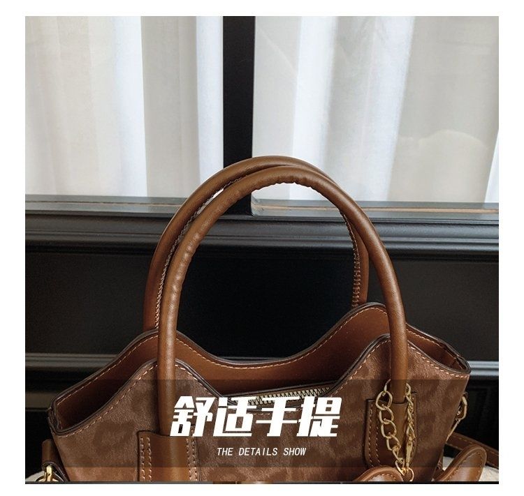 Leopard-Print Top-Handle Commuter Bucket Bag