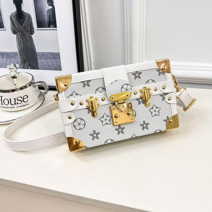 Retro Printed Square Box Crossbody Bag