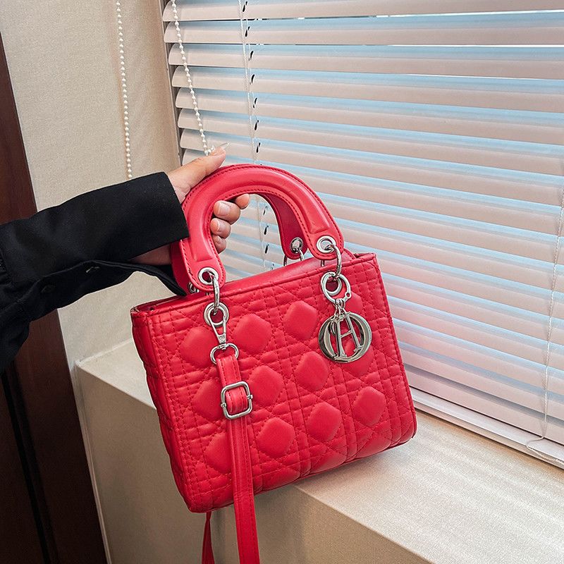 Diamond-Quilted Top-Handle Crossbody Bag