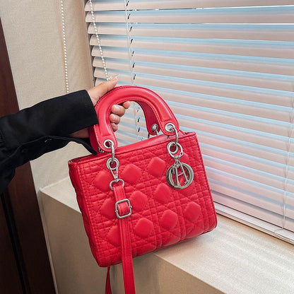 Diamond-Quilted Top-Handle Crossbody Bag