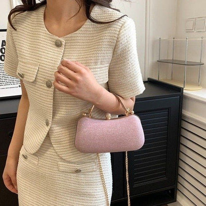 Shimmering Gold-Lock Evening Chain Bag