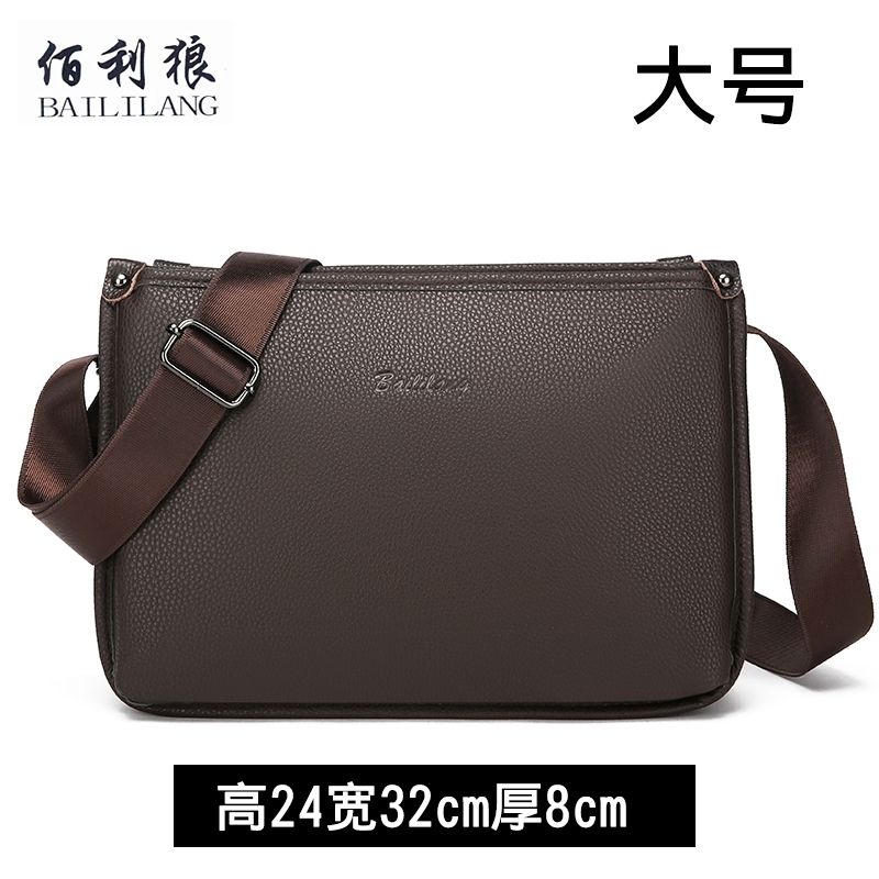 Men's Large-Capacity Pebble-Texture Shoulder Bag