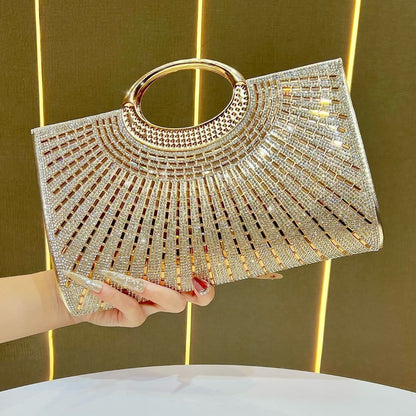 Sunburst Rhinestone Ring-Handle Handbag