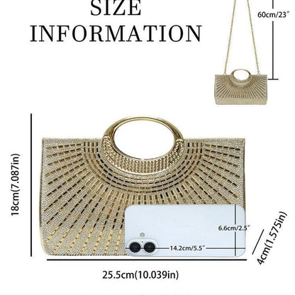 Sunburst Rhinestone Ring-Handle Handbag