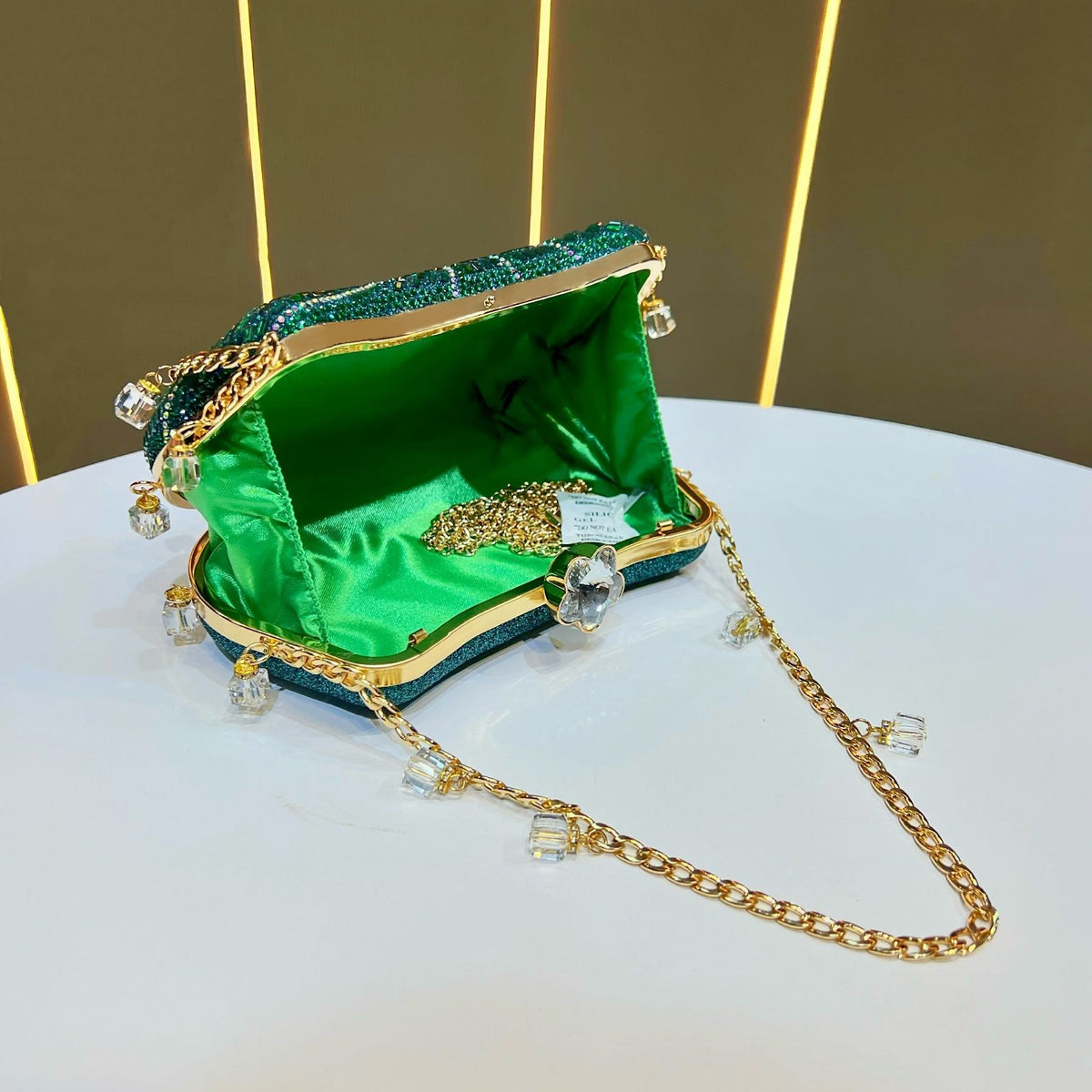 Spiral Rhinestone Chain Evening Bag