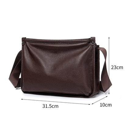 Men's Large-Capacity Pebble-Texture Messenger Bag