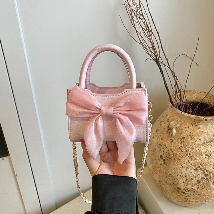 Pink Bow Mini Top-Handle Crossbody Bag