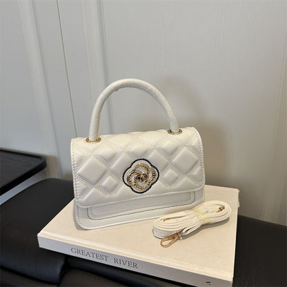 Diamond-Quilted Square Top-Handle Commuter Bag