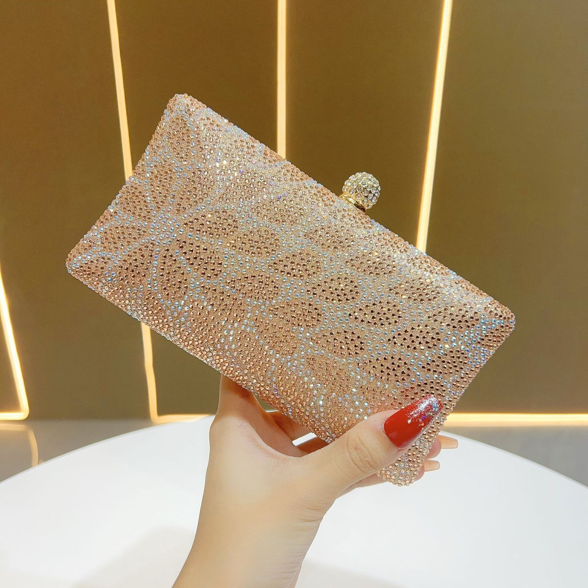 Floral Rhinestone Box Clutch