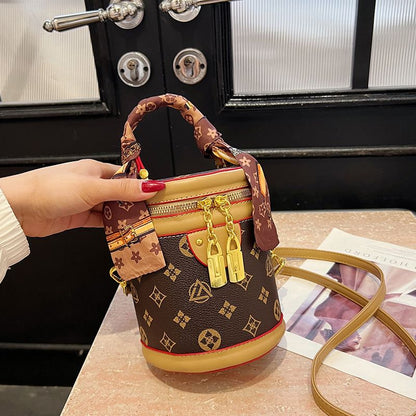 Round Top-Handle Crossbody Bucket Bag