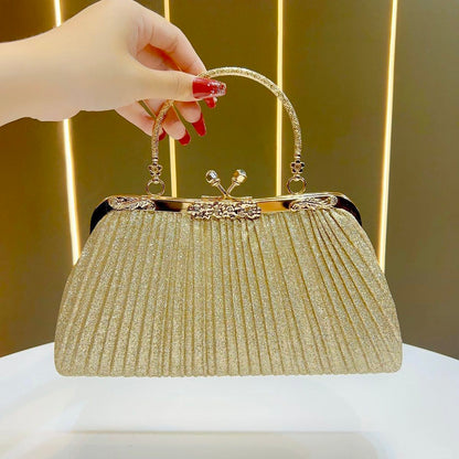 Mini Pleated Rhinestone Top-Handle Bag