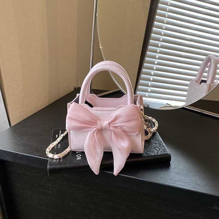 Pink Bow Mini Top-Handle Crossbody Bag