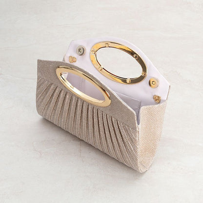 Pleated Oval-Handle Evening Clutch