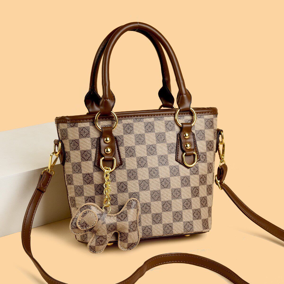 Letter-Print Commuter Shoulder & Crossbody Bag