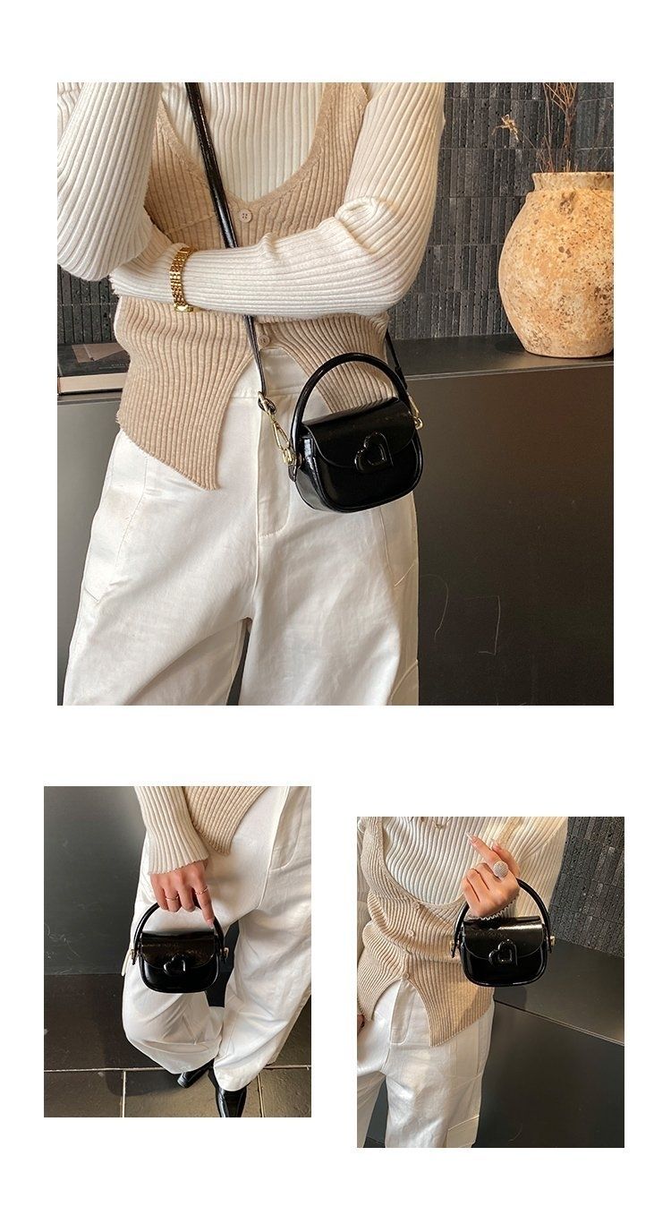 Heart-Buckle Mini Saddle Crossbody Bag