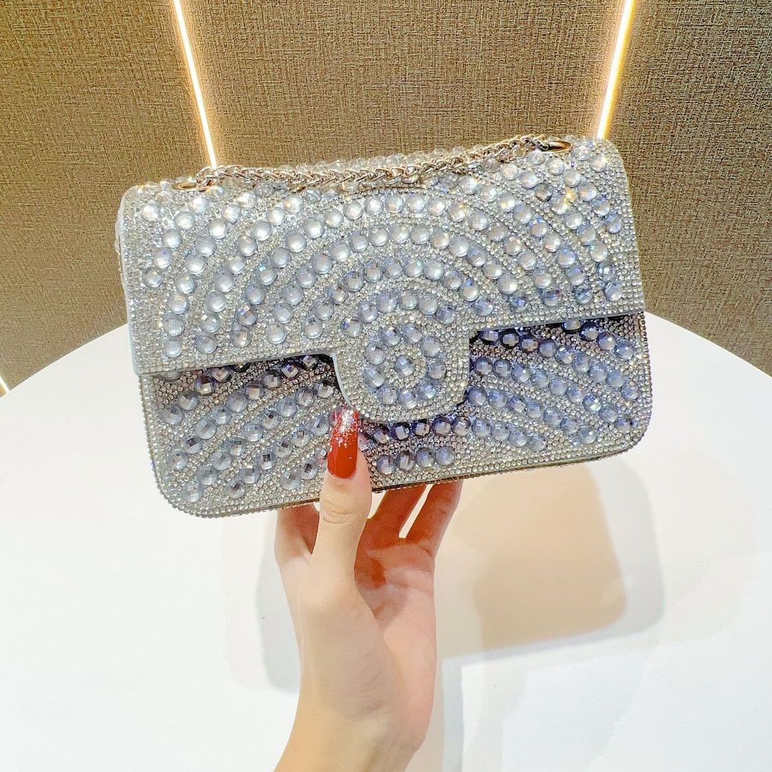 Pearl & Rhinestone Flap Evening Bag