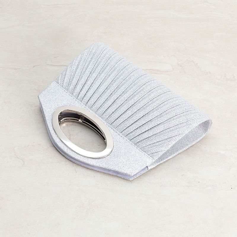 Pleated Oval-Handle Evening Clutch