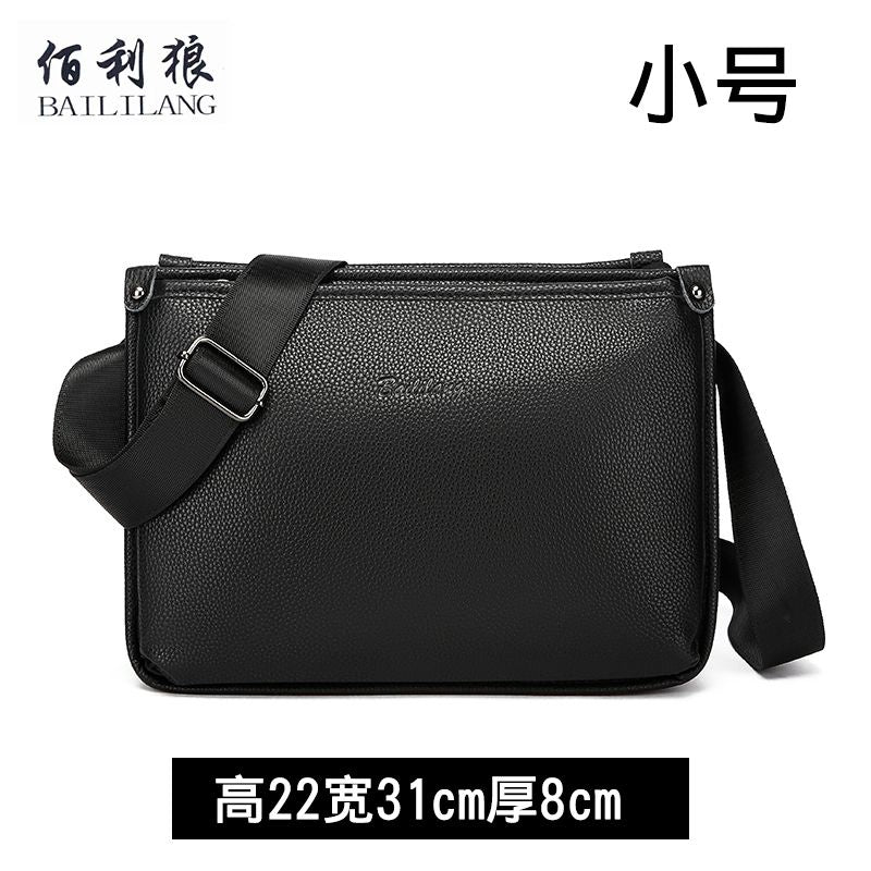 Men's Large-Capacity Pebble-Texture Shoulder Bag