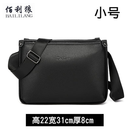 Men's Large-Capacity Pebble-Texture Shoulder Bag