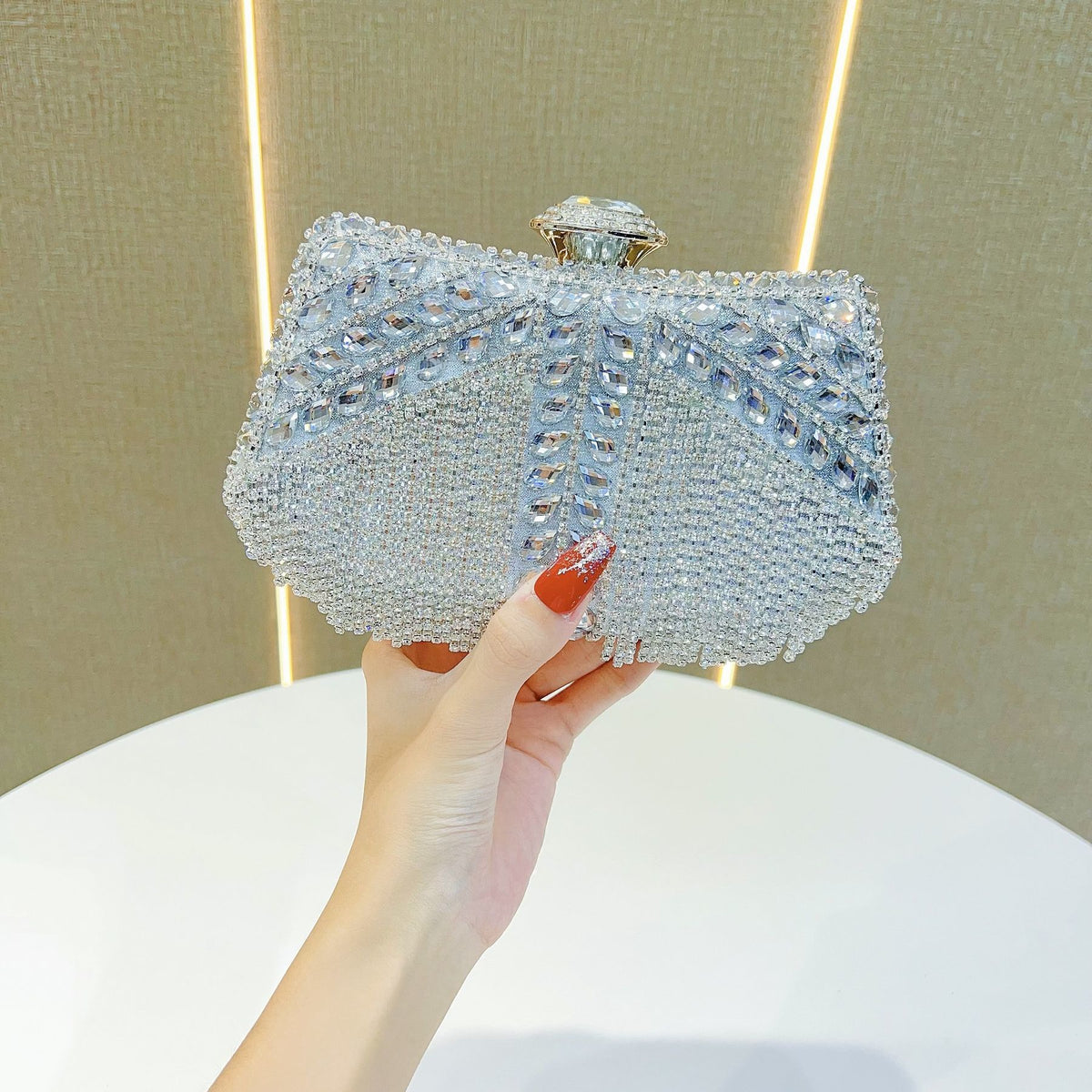 Crystal Tassel Top-Handle Evening Bag