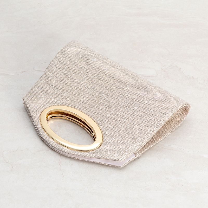 Pleated Oval-Handle Evening Clutch