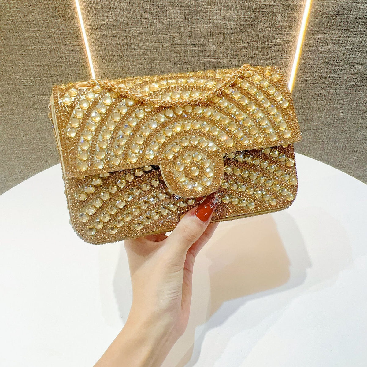 Pearl & Rhinestone Flap Evening Bag
