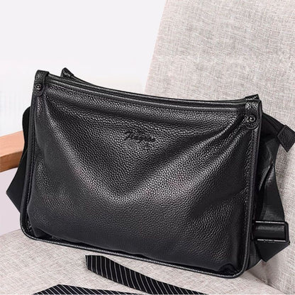 Men's Horizontal Pebble-Texture Crossbody Bag