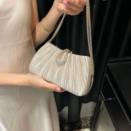 Pleated Satin Teardrop-Accent Handbag