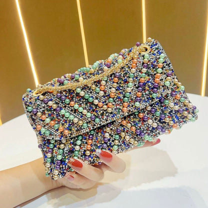Pearl & Rhinestone Twist-Flap Clutch