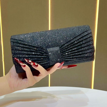 Pleated Oval-Handle Evening Bag