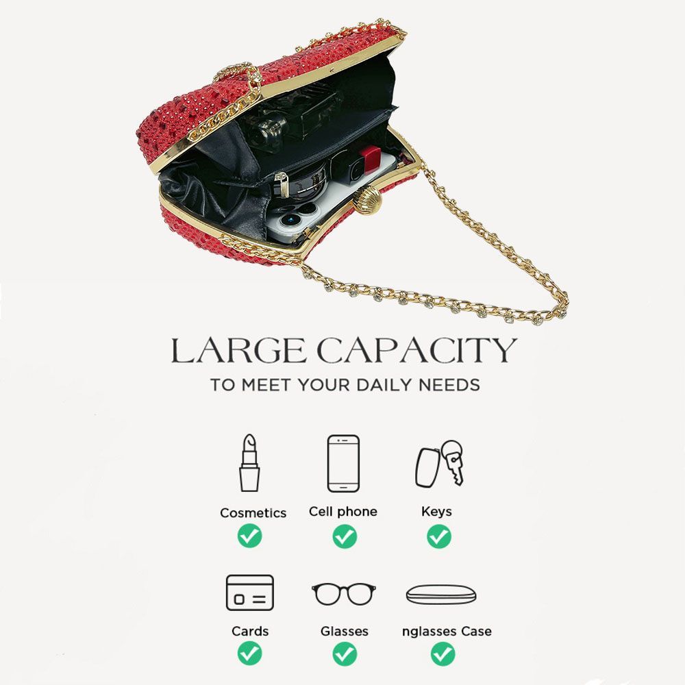 Scalloped Rhinestone Chain Evening Clutch