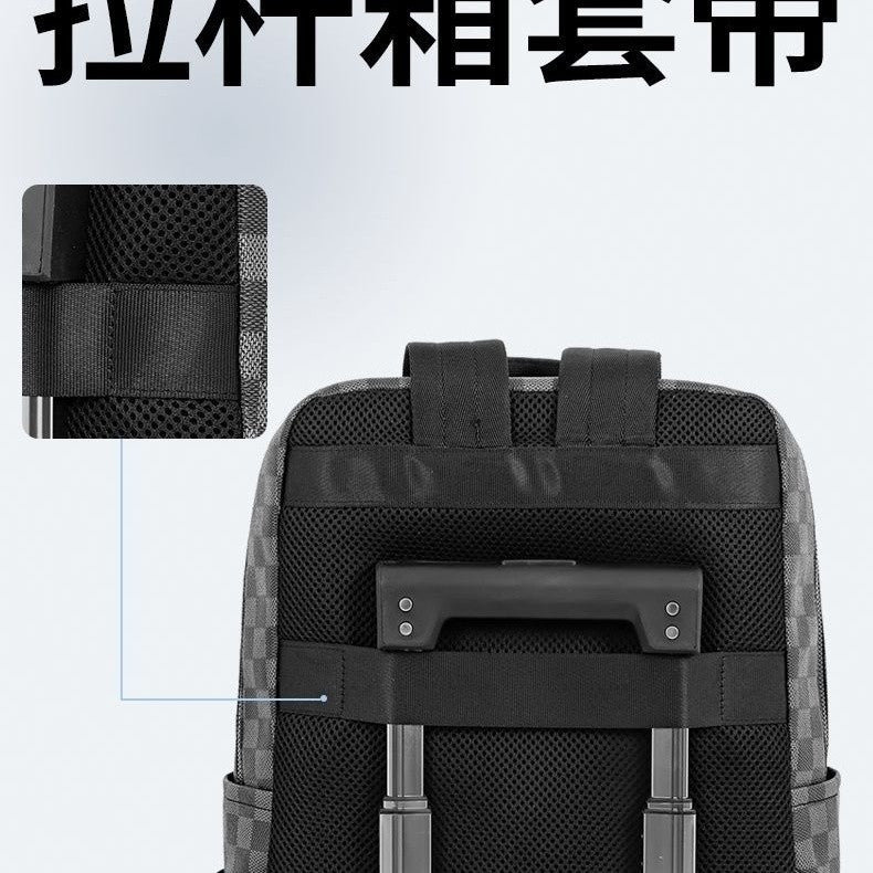 Men's Large-Capacity Plaid Backpack