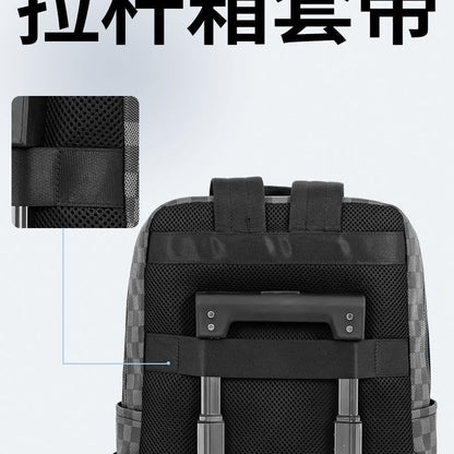 Men's Large-Capacity Plaid Backpack