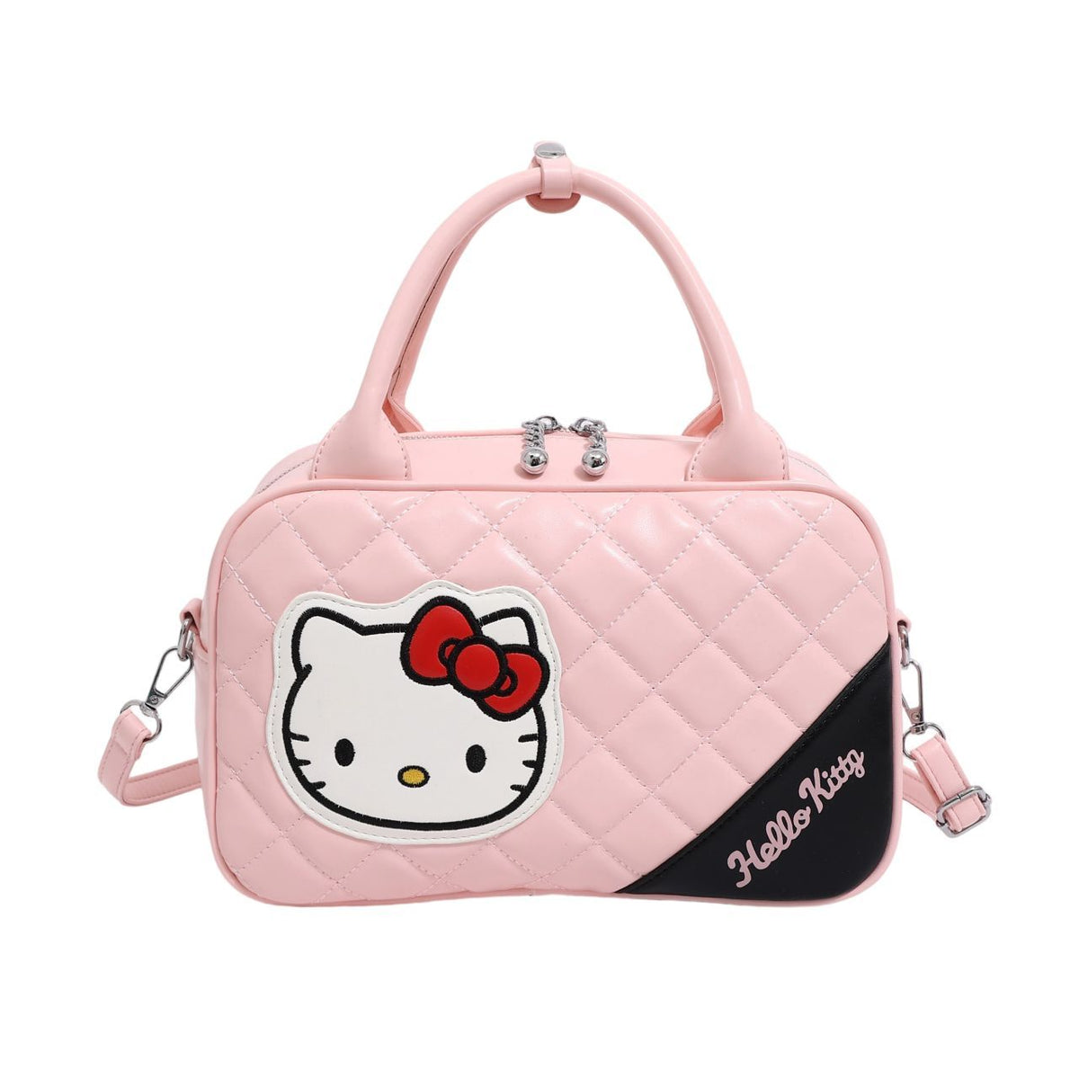 Kitty-Print Diamond-Quilted Crossbody Bag