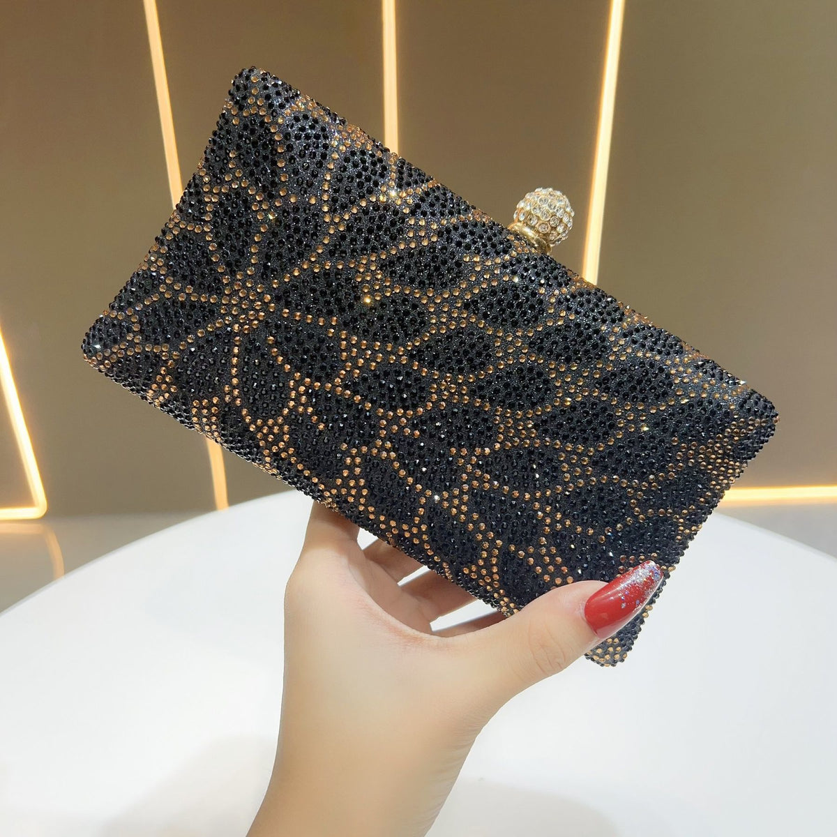 Floral Rhinestone Box Clutch