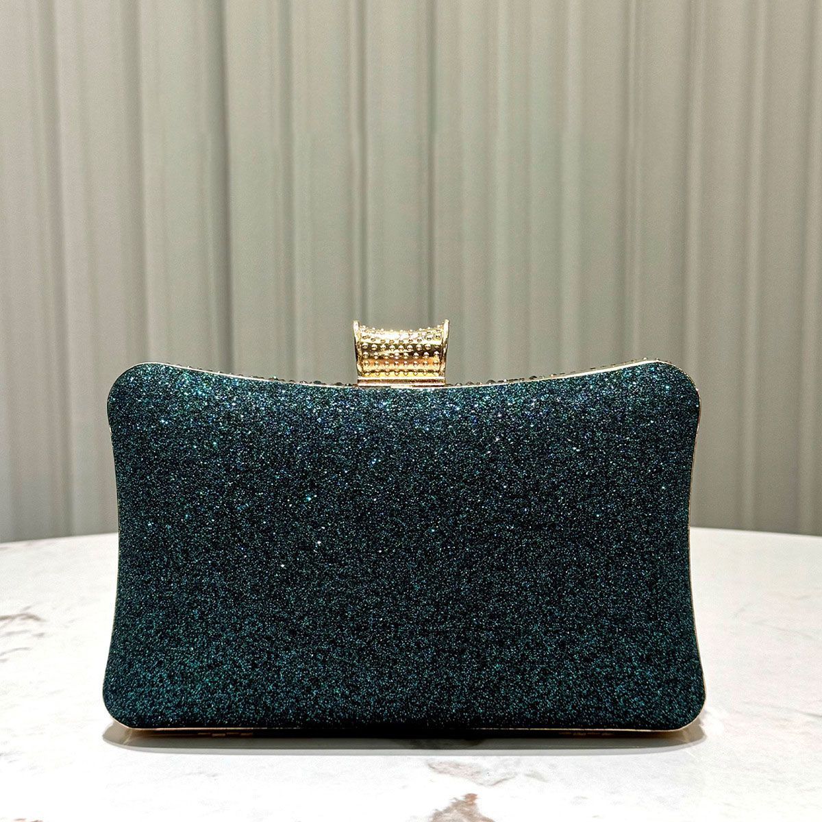 Circular-Pattern Rhinestone Box Clutch