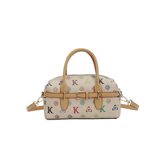 Colorful Letter-Print Commuter Boston Bag