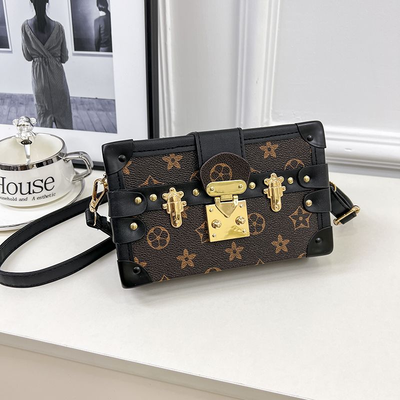 Retro Printed Square Box Crossbody Bag