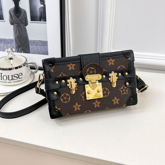 Retro Printed Square Box Crossbody Bag